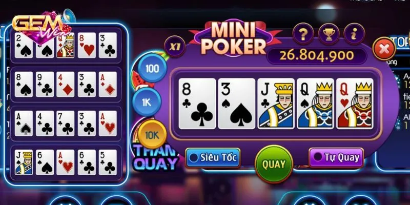 Hướng dẫn chơi Mini Poker cực dễ