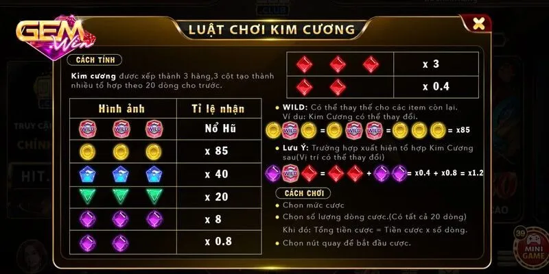 Hướng dẫn chơi Mini Game Kim Cương hiệu quả