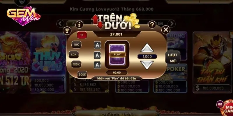 Bí quyết chơi Mini game Trên Dưới hiệu quả